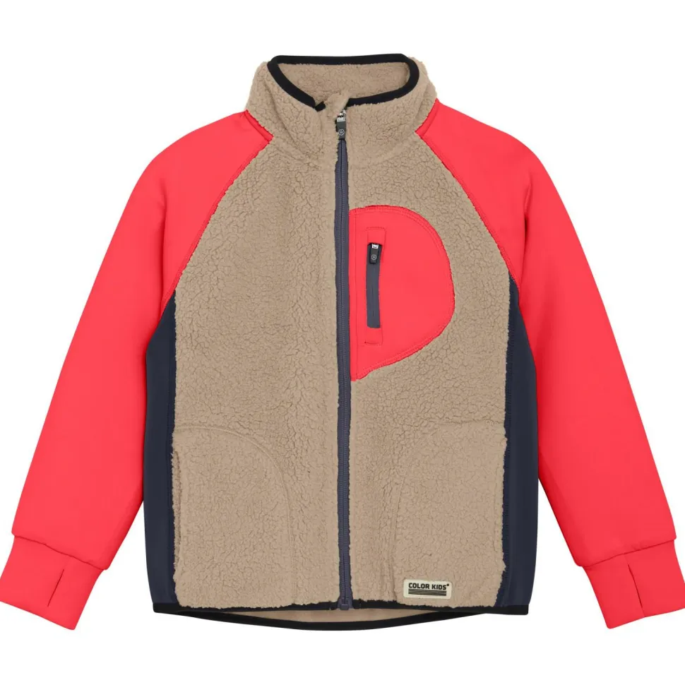 Color Kids - Kid's Teddy Jacket with Fleece Sleeves - Fleecejacke