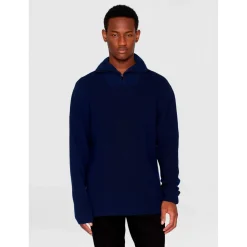 KnowledgeCotton Apparel - 1/2 Neck Zip Merino Wool Rib Knit - Merinopullover