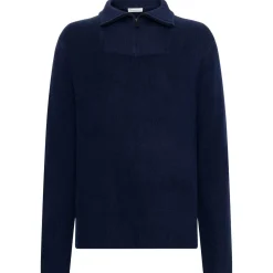 KnowledgeCotton Apparel - 1/2 Neck Zip Merino Wool Rib Knit - Merinopullover