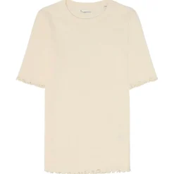 KnowledgeCotton Apparel - Women's Rib Tee Ruffle Hemming - T-Shirt