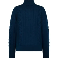 KnowledgeCotton Apparel - Women's M. 1/2 Zip High Neck Cable - Wollpullover