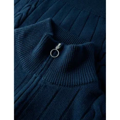 KnowledgeCotton Apparel - Women's M. 1/2 Zip High Neck Cable - Wollpullover