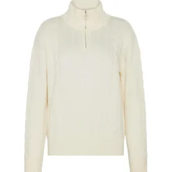 KnowledgeCotton Apparel - Women's M. 1/2 Zip High Neck Cable - Wollpullover