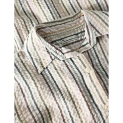KnowledgeCotton Apparel - Women's Seersucker Stripe Short Sleeved Shirt - Bluse