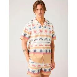 KnowledgeCotton Apparel - Box Fit Short Sleeved AOP Seersucker Shirt - Hemd