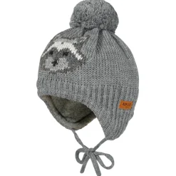 maximo - Boy-Mütze Waschbär ausgenäht mit Pompon und Futter - Mütze