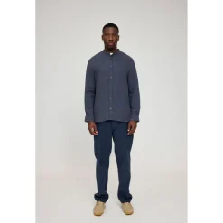 Mazine - Stand Collar Linen Shirt - Hemd