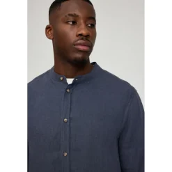 Mazine - Stand Collar Linen Shirt - Hemd