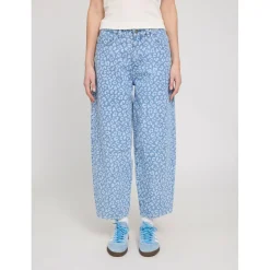 Mazine - Women's Printed Barrel Leg Denim Pants - Jeans