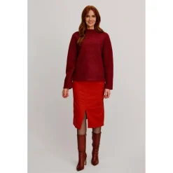 Tranquillo - Women's Kurzer Pullover aus Reiner Walkwolle - Wollpullover